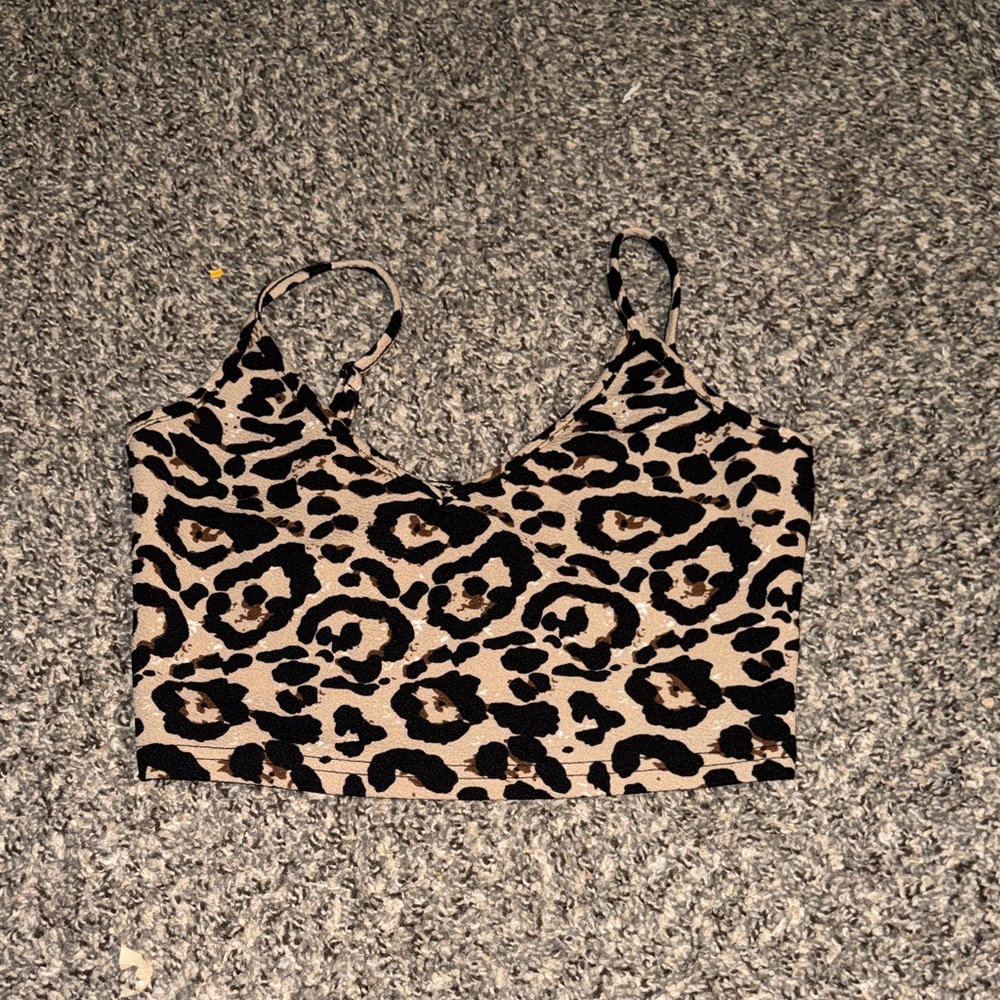 SHEIN leopard Print Crop Top - Black and Tan